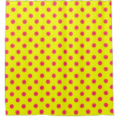 Pink On Yellow Polka Dots Pattern Design  Duschvorhang (Vorderseite)