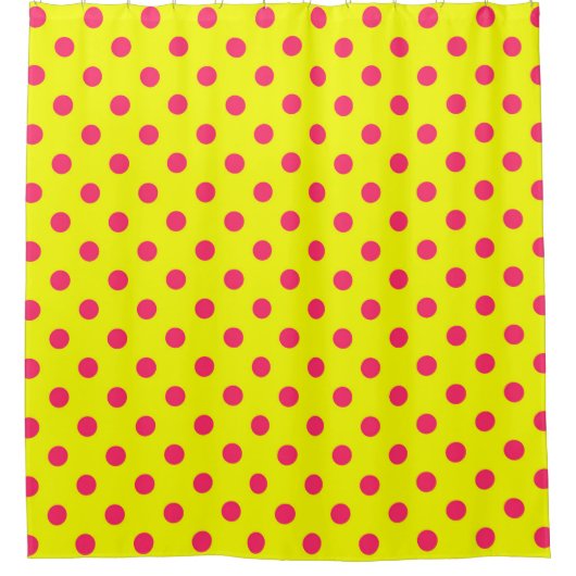 Pink On Yellow Polka Dots Pattern Design  Duschvorhang (Vorderseite)