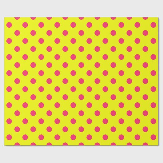 Pink On Yellow Polka Dots Pattern Design  Geschenkpapier (Flach)
