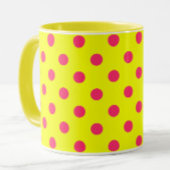 Pink On Yellow Polka Dots Pattern Design Tasse