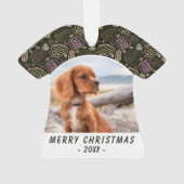 Pink One Line Art Dog Foto Weihnachtskuchen Ornament (Rückseite)