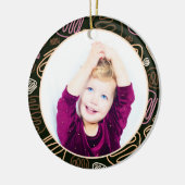 Pink One Line Art Frohe Weihnachten Familie Foto Keramik Ornament (Links)