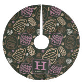 Pink One Line Artistic Zeichnend Muster Monogram Polyester Weihnachtsbaumdecke (Vorderseite)