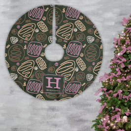 Pink One Line Artistic Zeichnend Muster Monogram Polyester Weihnachtsbaumdecke