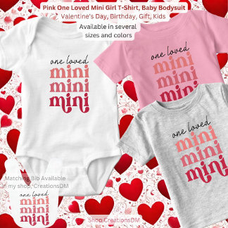 Pink One Love Mini Girl T - Shirt, Baby Strampler
