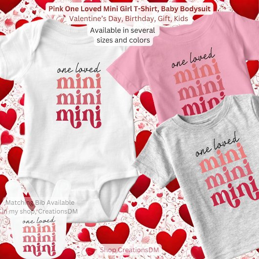 Pink One Love Mini Girl T - Shirt, Baby Strampler