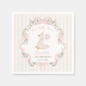 Pink One Silly Goose Coquette Bow 1st Birthday Serviette (Vorderseite)