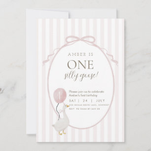 Pink One Silly Goose Einladung zum ersten Geburtst