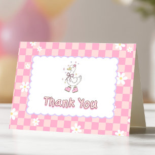 Pink One Silly Goose-Mädchens erster Geburtstag Dankeskarte