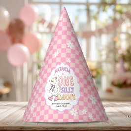 Pink One Silly Goose-Retro Girl First Birthday Partyhütchen