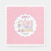 Pink One Silly Goose - Retro-Mädchen zum ersten Ge Serviette (Vorderseite)