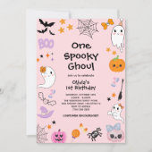 Pink One Spooky Ghoul Ghost Halloween 1. Geburtsta Einladung (Vorderseite)