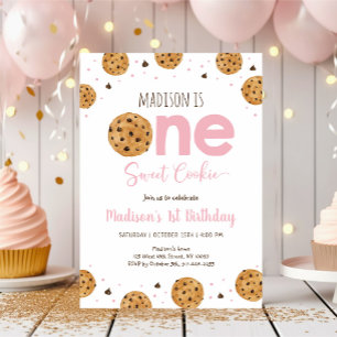 Pink One Sweet Cookie Erster Geburtstag Einladung