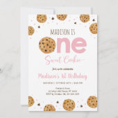 Pink One Sweet Cookie Erster Geburtstag Einladung (Vorderseite)