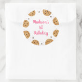 Pink One Sweet Cookie Erster Geburtstag Runder Aufkleber (Tasche)