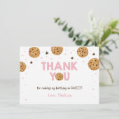 Pink One Sweet Cookie Geburtstag Vielen Dank Dankeskarte (Stehend Vorderseite)