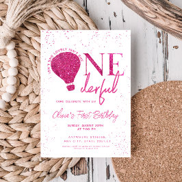 Pink Onederful Hot Air Ballon Mädchen 1. Geburtsta Einladung