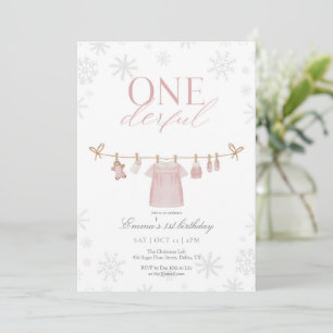 Pink ONEderful Winter Erstgeburt Einladung