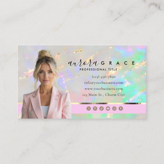 Pink Opal Glow Visitenkarte (Rückseite)