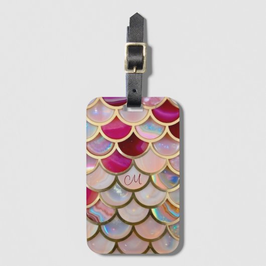 Pink Opal Iridescent Mermaid Scales Gepäckanhänger (Vorderseite Vertikal)