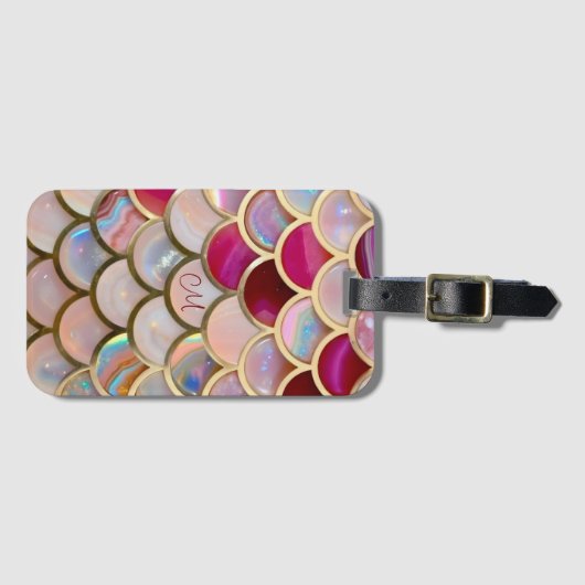 Pink Opal Iridescent Mermaid Scales Gepäckanhänger (Vorderseite (Horizontal))
