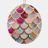 Pink Opal Iridescent Mermaid Scales Keramik Ornament (Links)