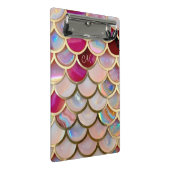 Pink Opal Iridescent Mermaid Scales Mini Klemmbrett (Schrägansicht)