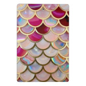 Pink Opal Iridescent Mermaid Scales Mini Klemmbrett (Rückseite)