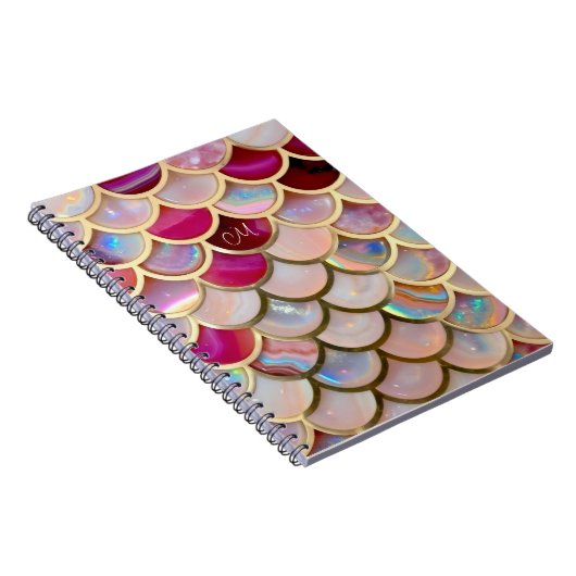 Pink Opal Iridescent Mermaid Scales Notizblock (Rechte Seite)