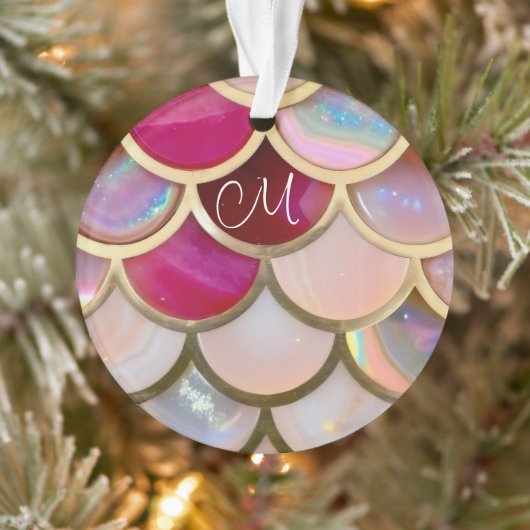 Pink Opal Iridescent Mermaid Scales Ornament (Baum)