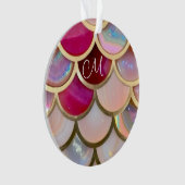 Pink Opal Iridescent Mermaid Scales Ornament (Vorderseite)