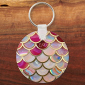Pink Opal Iridescent Mermaid Scales Schlüsselanhänger (Rückseite)
