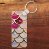 Pink Opal Iridescent Mermaid Scales Schlüsselanhänger (Rückseite)