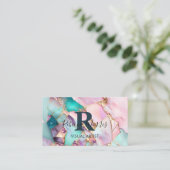 Pink Opal Stone Business Card Visitenkarte (Stehend Vorderseite)