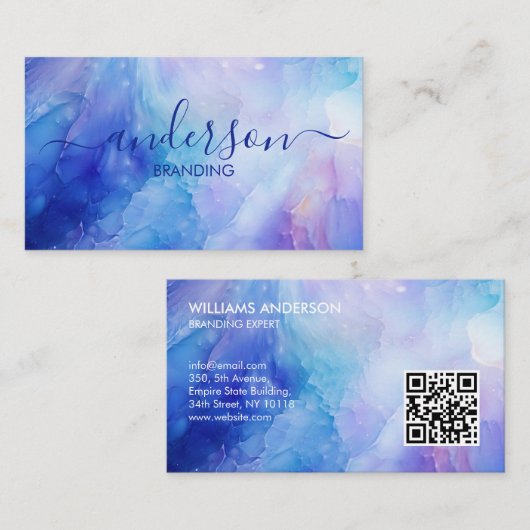 Pink Opal Stone texture Logo QR Code Business Card Visitenkarte (Vorne/Hinten)