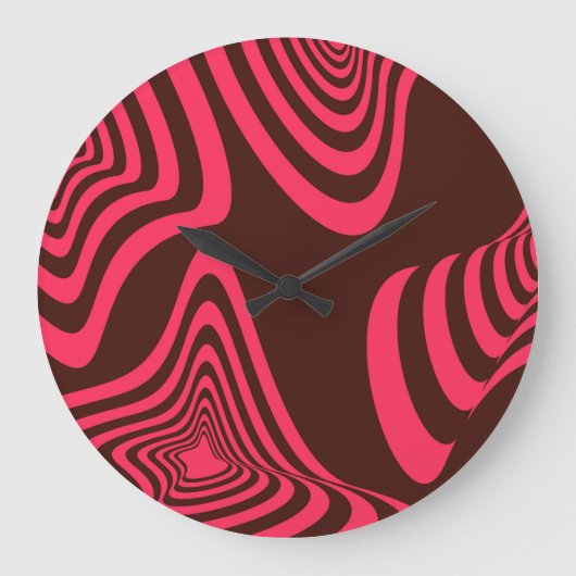 Pink, optic, trendy, cool abstract geometric shape große wanduhr (Vorderseite)