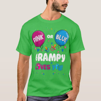 Pink or Blue Balloon Grampy Loves You Gender Revea T-Shirt
