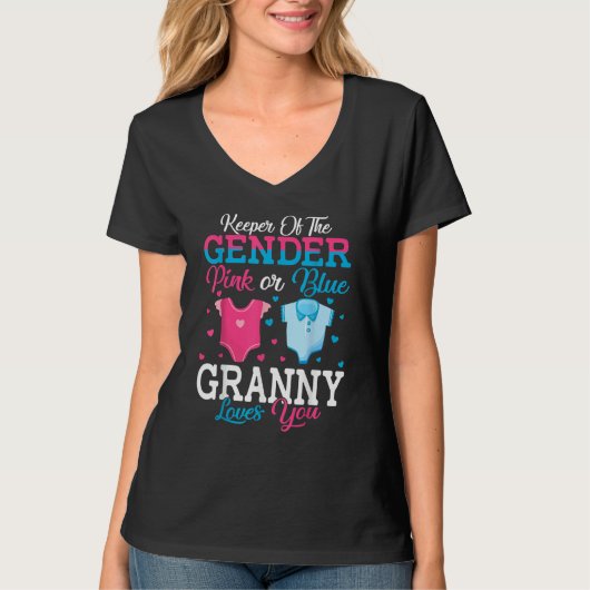 Pink Or Blue Granny Keeper Of The Gender Granny Lo T-Shirt (Vorderseite)