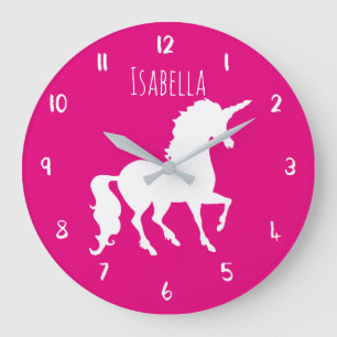 Pink or Custom Color Unicorn Personalized Kids Große Wanduhr