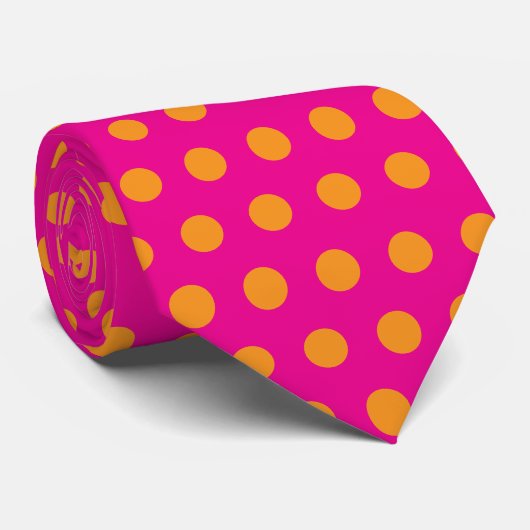 Pink Orange Abstrakt Patterns Polka Dot Geschenk G Krawatte (Gerollt)
