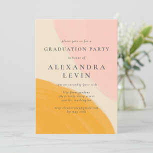 Pink Orange Abstrakt Watercolor Graduation Party Einladung