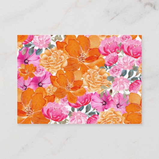 Pink Orange Blumendusche und Wünsche Begleitkarte (Rückseite)