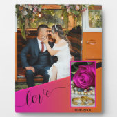 Pink Orange Boho Hippie Wedding Foto Plaque Fotoplatte (Vorderseite)