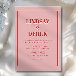 Pink Orange Bold Font Modern Wedding Einladung
