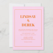 Pink Orange Bold Font Modern Wedding Einladung (Vorderseite)