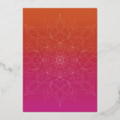 Pink & Orange Bright Ombre Mandala Wedding Folieneinladung (Rückseite)