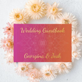 Pink & Orange Bright Ombre Mandala Wedding Gästebuch