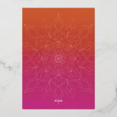 Pink & Orange Bright Ombre Mandala Wedding Menu Folieneinladung (Rückseite)