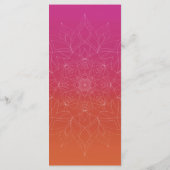 Pink & Orange Bright Ombre Mandala Wedding Menükarte (Rückseite)