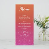 Pink & Orange Bright Ombre Mandala Wedding Menükarte (Stehend Vorderseite)